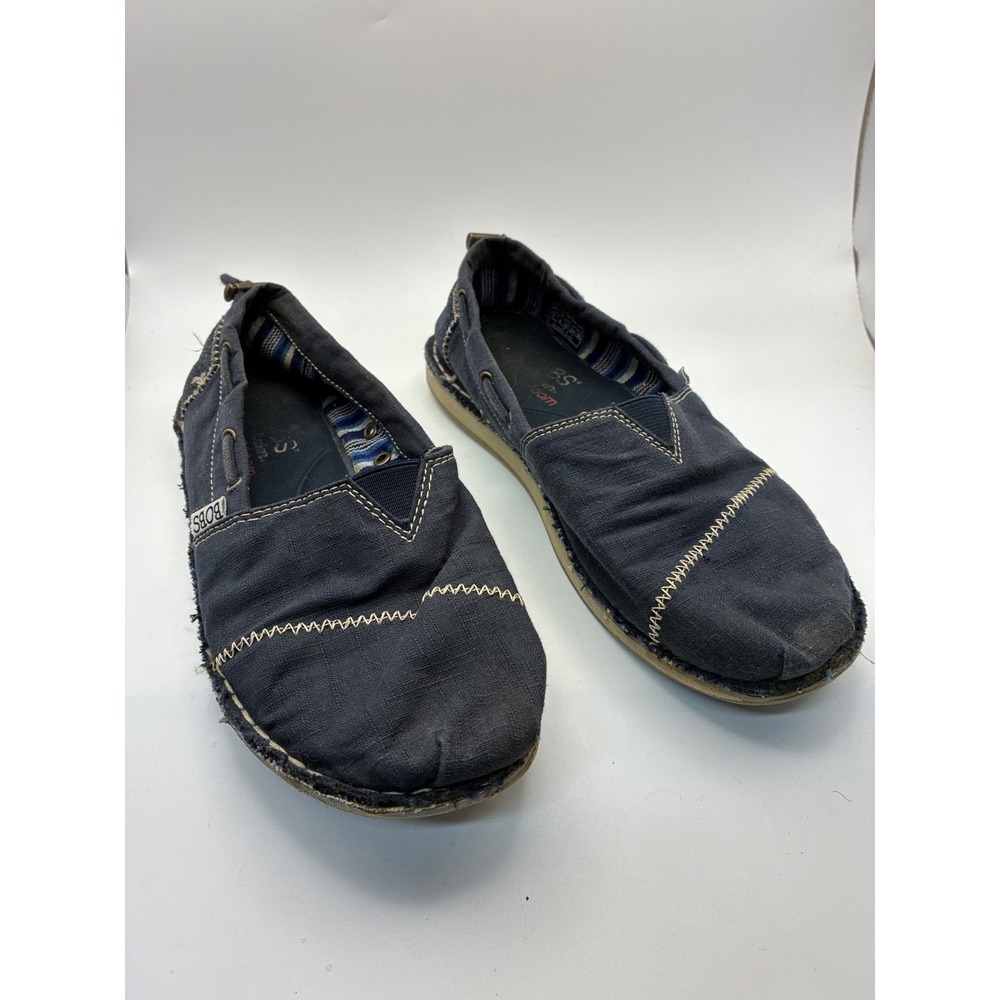 Skechers BOBS Highlights‎ 2.0 Navy Blue Canvas Slip On Shoes 33673 Womens Size 7